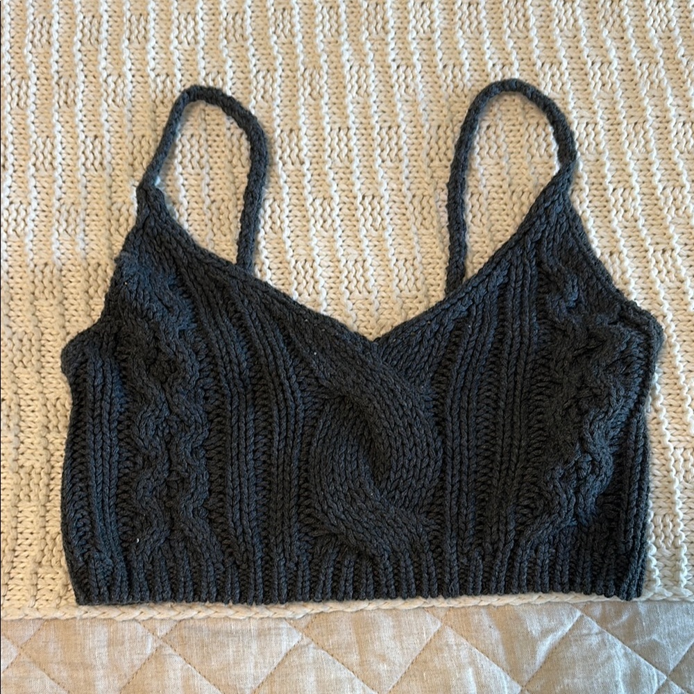 Black Knit Women's Crop Top